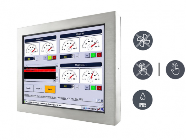 01-Industrie-Panel-PC-IP65-Edelstahl-R19IB3S-65A1-v1.png/ TL Produkt-Welten / Panel-PC / Chassis Edelstahl (VESA-Mounting) / Resistive / Glas (optional)